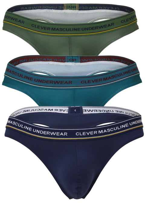 Clever 100010 3PK Australian Latin Thongs Color Blue-Petrol-Green